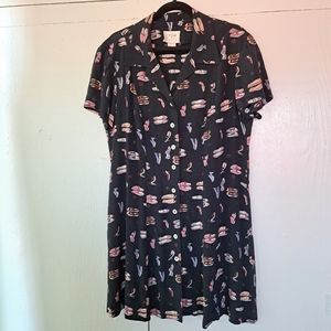 Vintage Vision Apparel Shirt Dress Shoe Print Mother of Pearl Buttons SZ 12